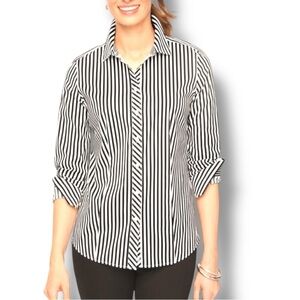 TALBOTS PERFECT SHIRT - STRIPE MIX 14W